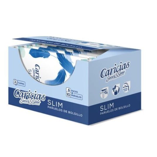 caricias pañuelo slim 6paks x 10 unds
