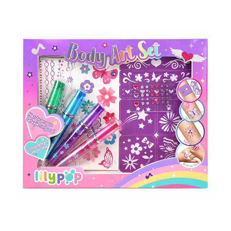 becasan lilypop body art tatoo 4 piezas set infantil