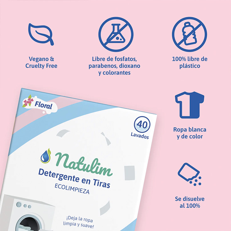natulim detergente en tiras floral 20 lavados