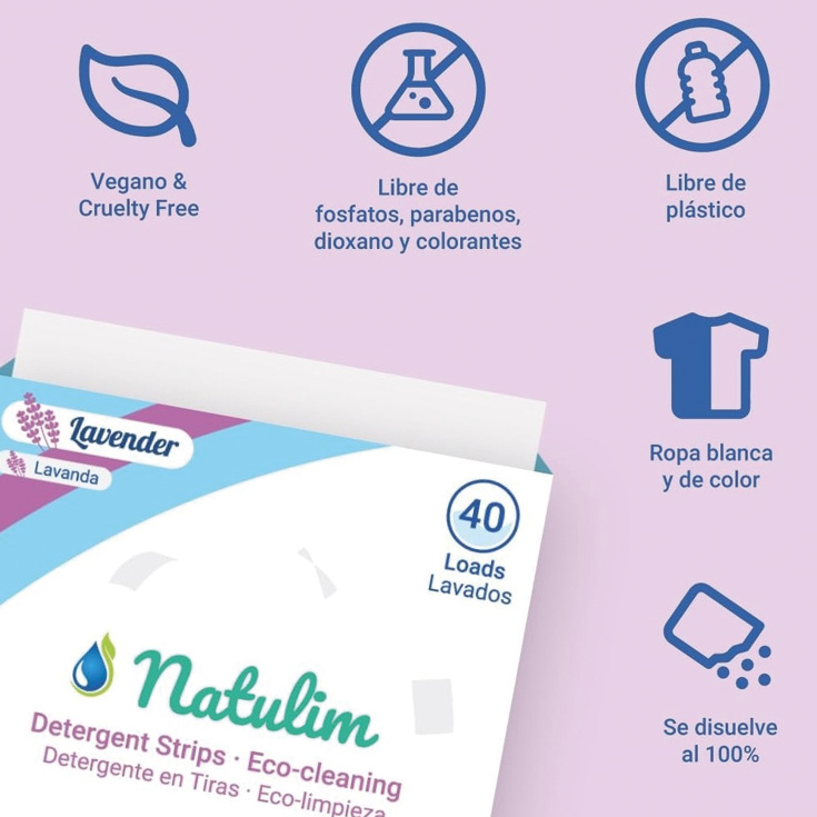 natulim detergente en tiras lavanda 20 lavados
