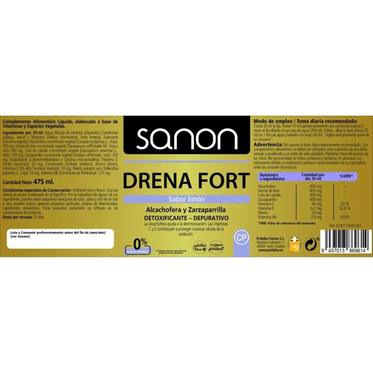 sanon drena fort 475 ml sabor limon