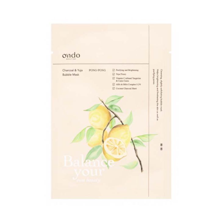 ondo charcoal & yuja bubble mascarilla facial cosmetica coreana