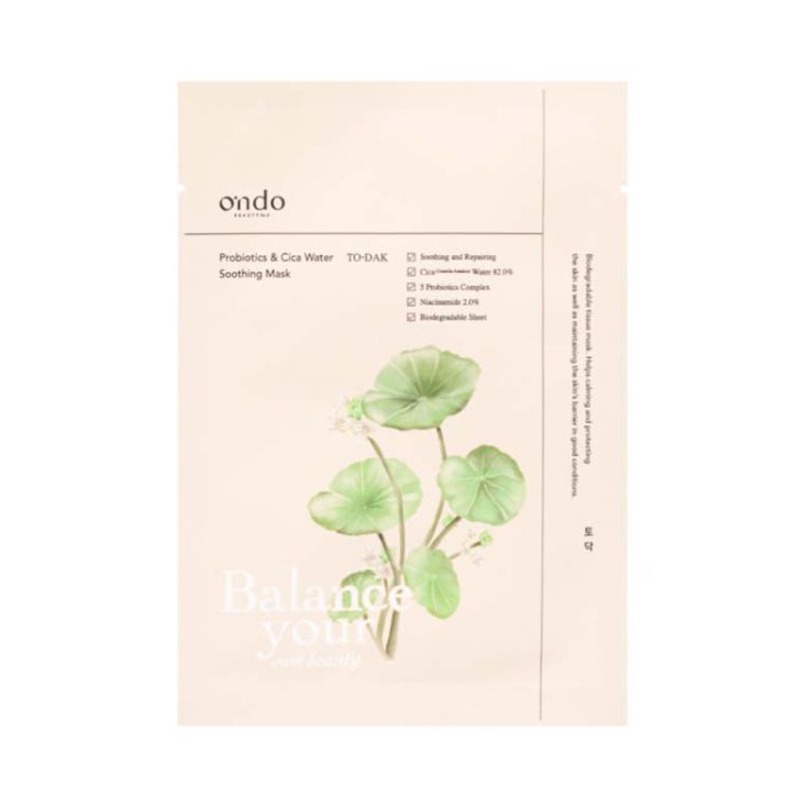 ondo probiotics & cica water soothing mascarilla facial cosmetica coreana 