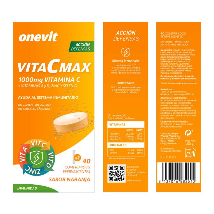 onevit vitamina c max 40 comprimidos efervescentes