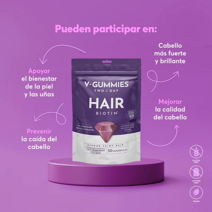 v-gummies gominolas para pelo hair biotin