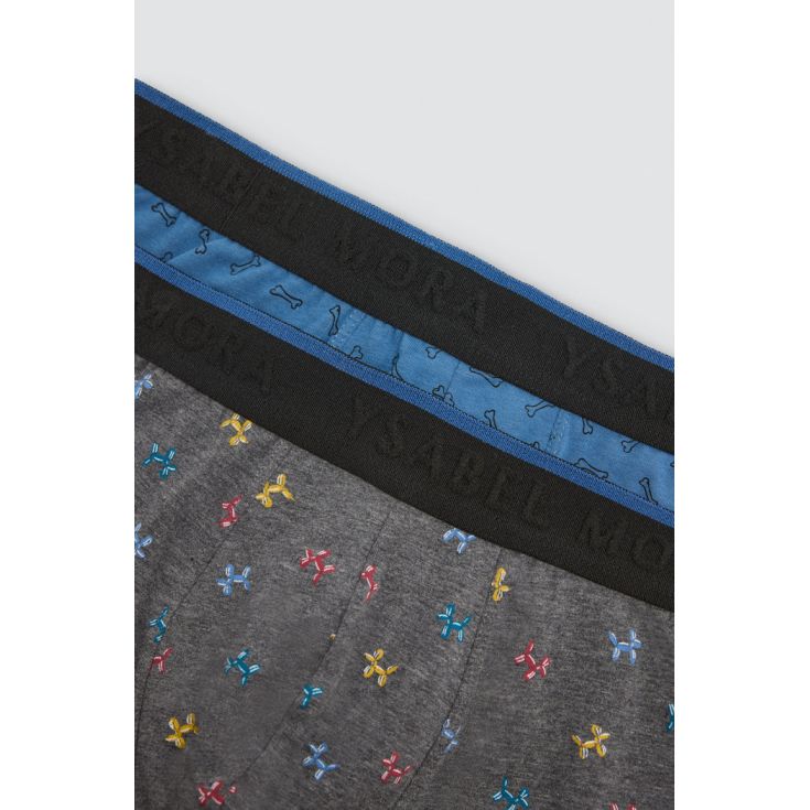 ysabel mora pack 2 boxer estampado perro y hueso