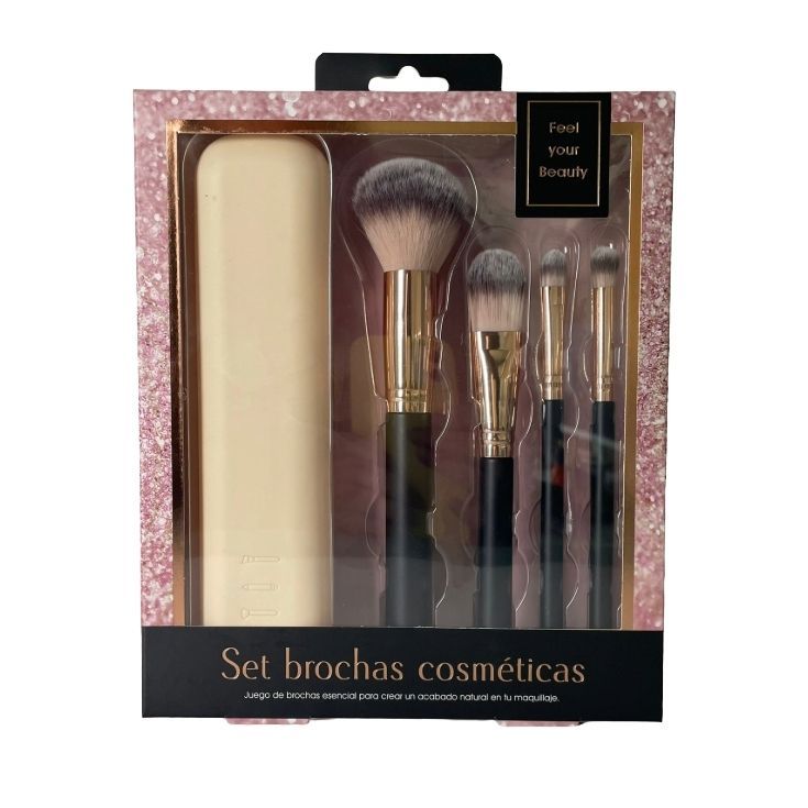 set brochas 4 piezas con neceser