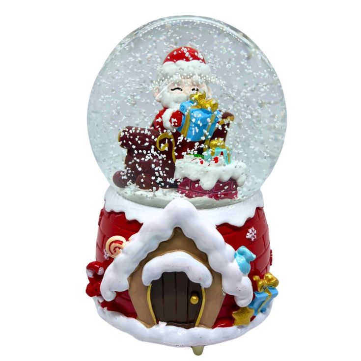 bola de nieve casa de papa noel 16cm