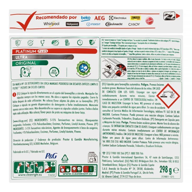 fairy maquina platinum ultra 20 uds