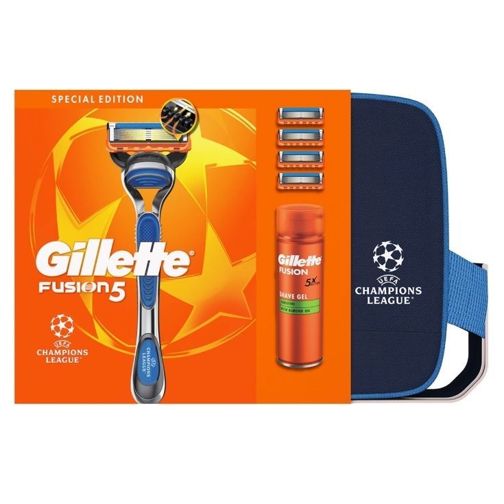 gillette neceser maquinilla fusion + gel + 4 recambios