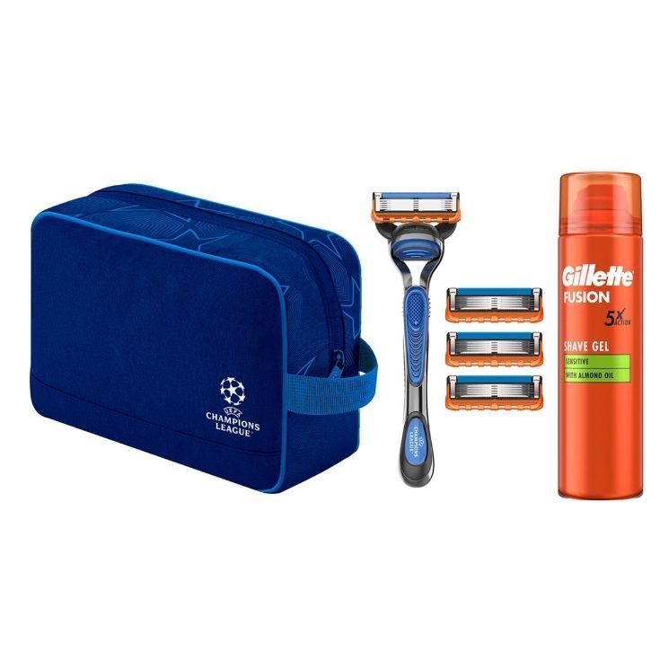 gillette neceser maquinilla fusion + gel + 4 recambios