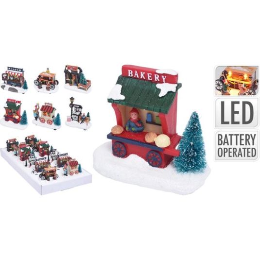 escena mercadillo navideño iluminado