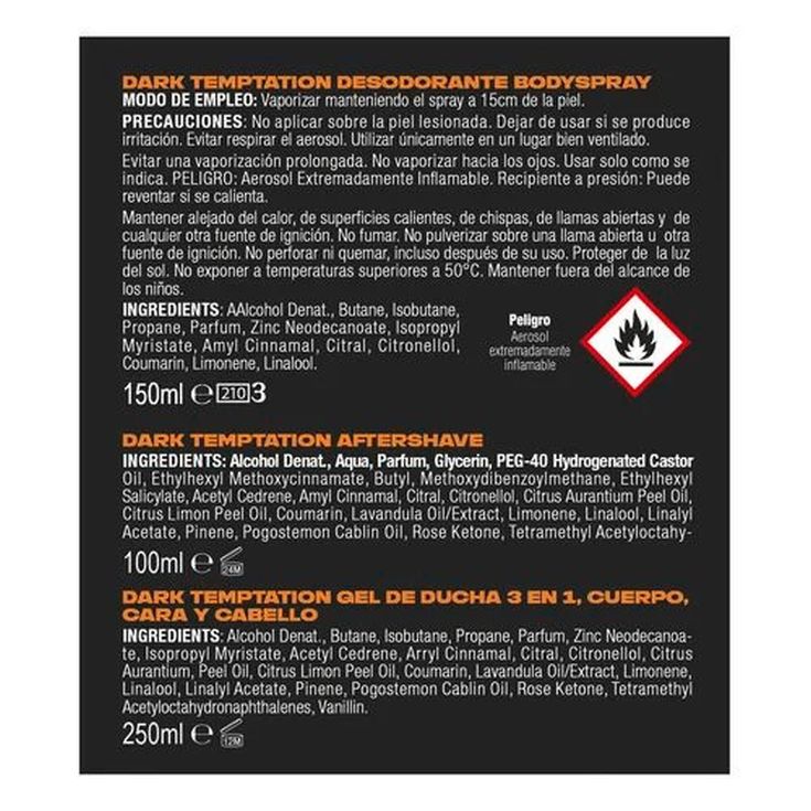 axe dark temptation estuche 3 piezas
