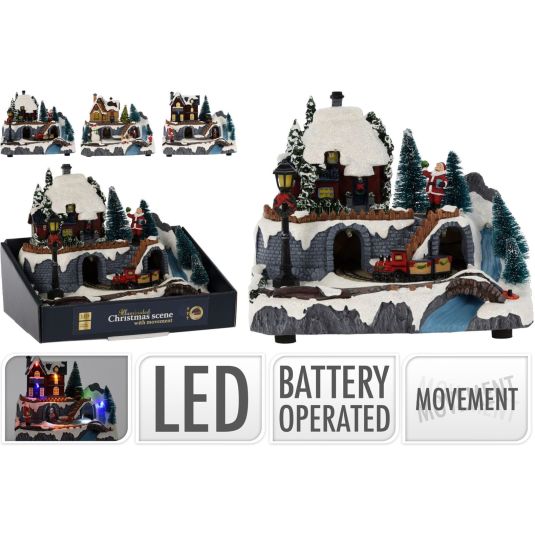 escena navideña iluminada 18cm