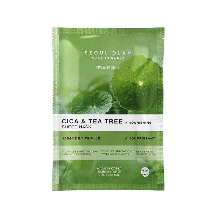 seoul glam cica & tea sheet mascarilla facial