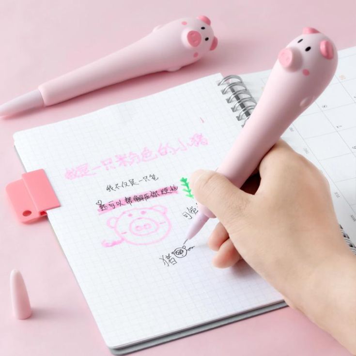 squishy boligrafo cerdito gel azul